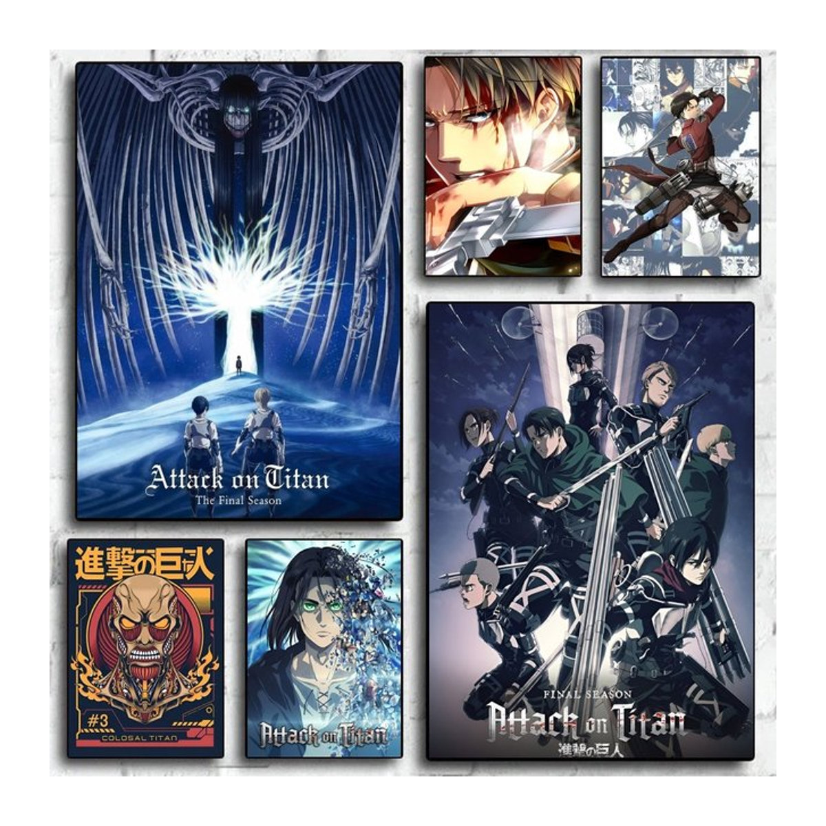 Attack On Titan Vintage-Poster mit Porträt als mehrfarbige Kunstdekoration für deine Wandmontage - Bild 1