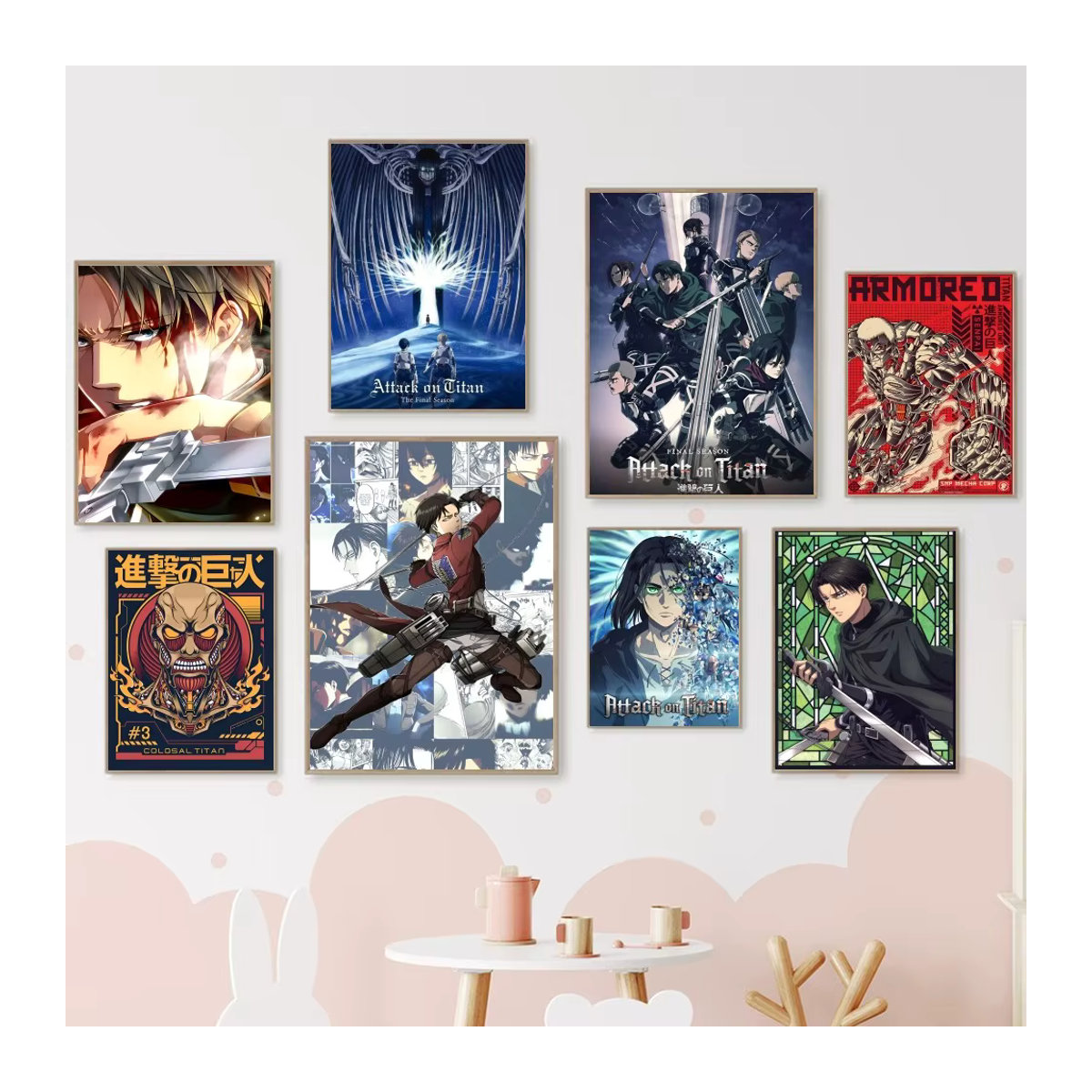 Attack On Titan Vintage-Poster mit Porträt als mehrfarbige Kunstdekoration für deine Wandmontage - Bild 3