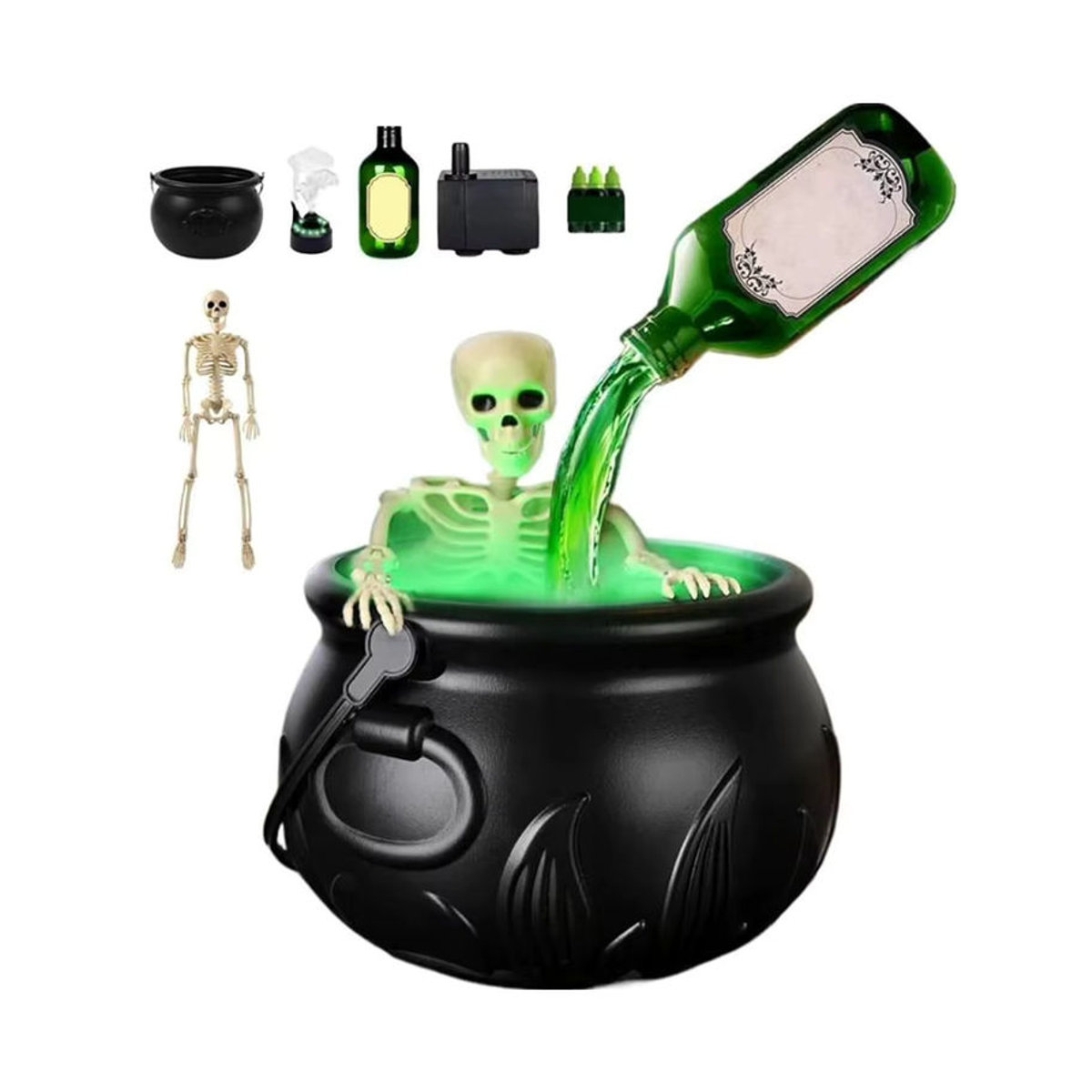 ATUOTIN Halloween Hexenkessel aus schwarzem Kunststoff als runde Party-Dekoration für den Innenbereich - Bild 1