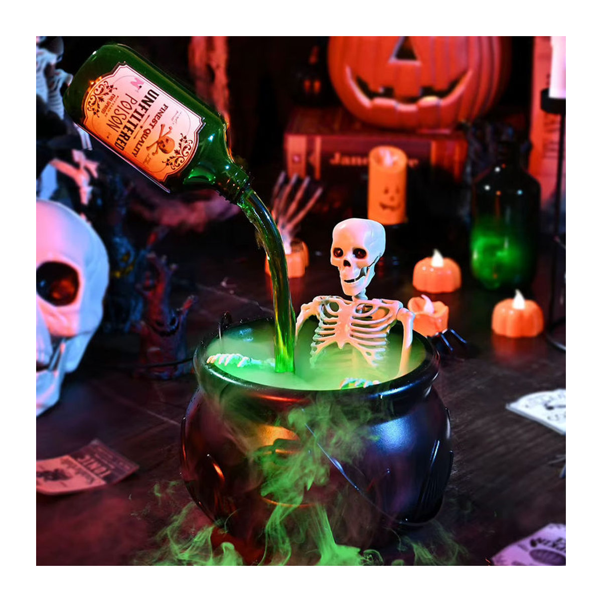 ATUOTIN Halloween Hexenkessel aus schwarzem Kunststoff als runde Party-Dekoration für den Innenbereich - Bild 2