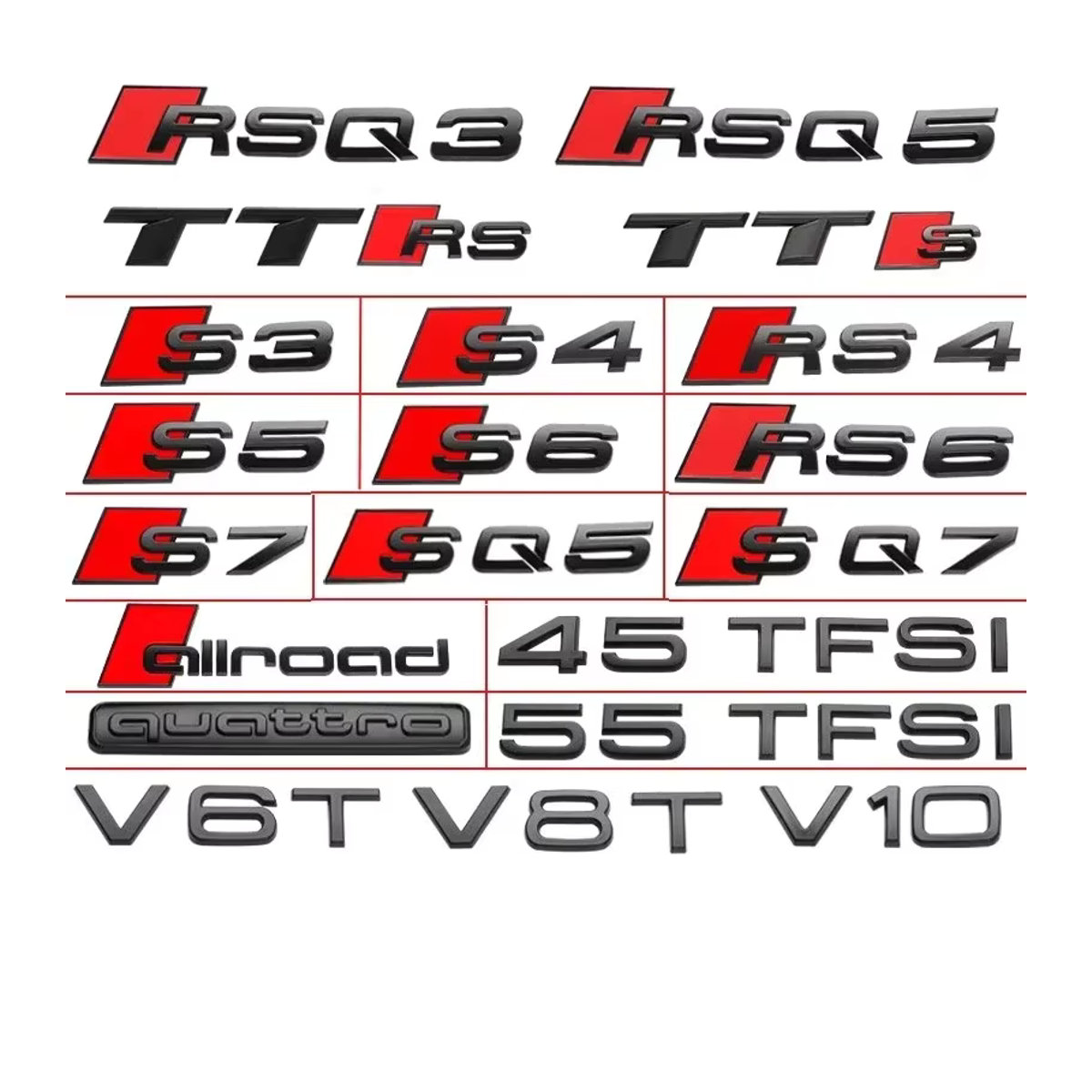 Audi Emblem Aufkleber für S3 S4 S5 S6 RS3 RS4 RS5 TTS SQ5 SQ7 in Schwarz aus Kunststoff - Bild 2