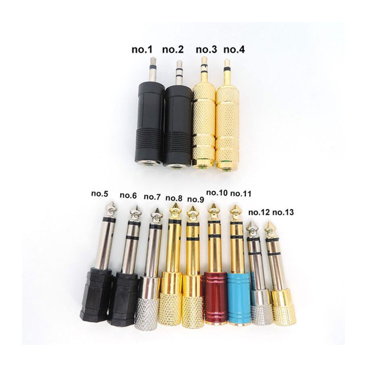 Audio Adapter Set mit 6,5mm und 3,5mm Klinkensteckern Mono und Stereo in Bunt für Kopfhörer und Verstärker - Bild 1