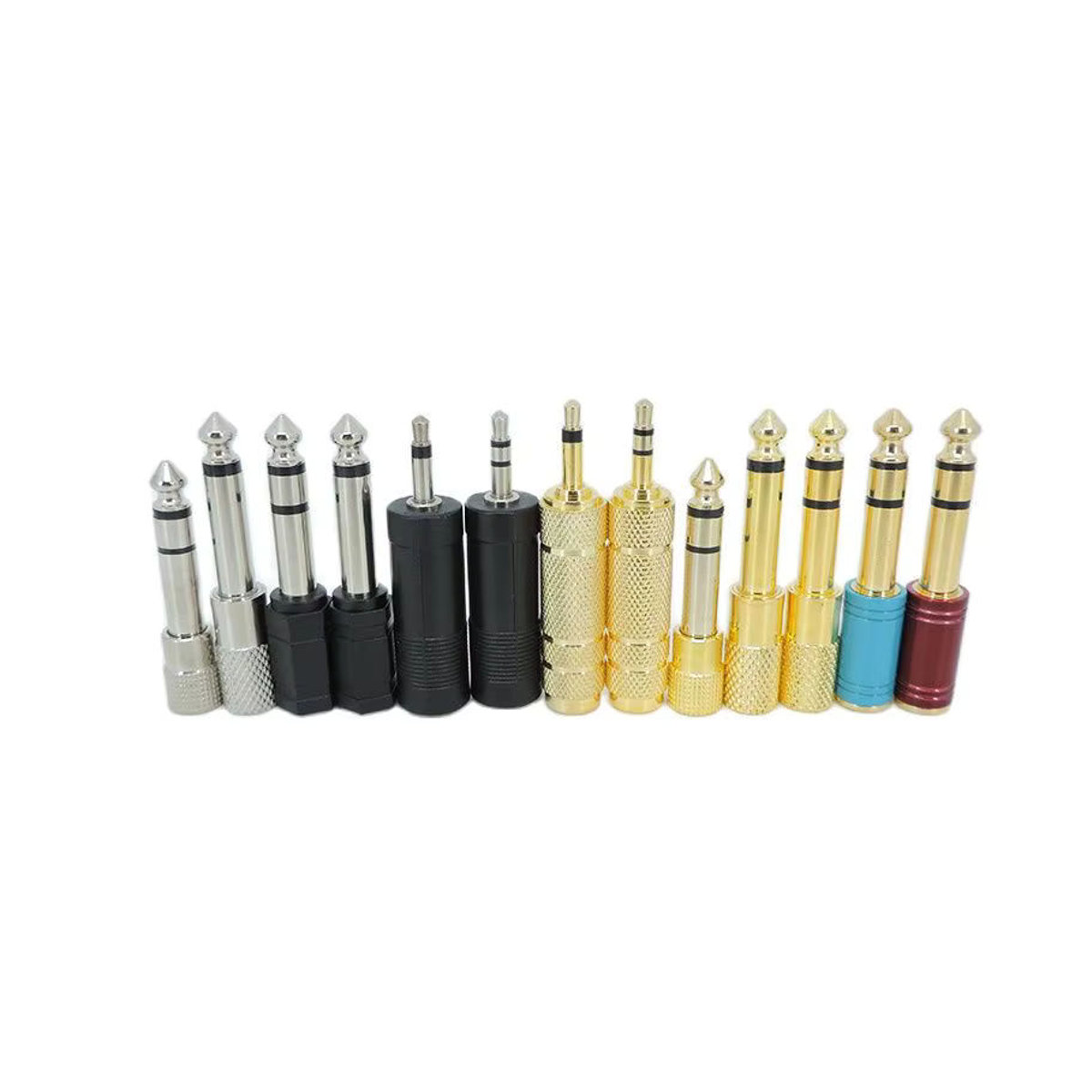 Audio Adapter Set mit 6,5mm und 3,5mm Klinkensteckern Mono und Stereo in Bunt für Kopfhörer und Verstärker - Bild 3