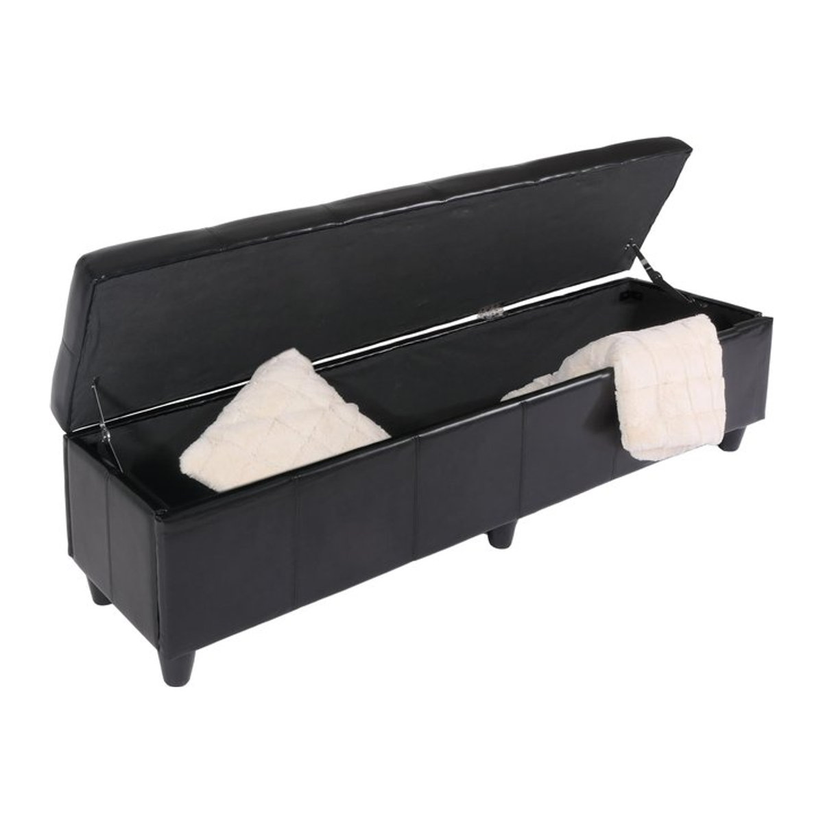 Aufbewahrungs-Truhe Sitzbank Kriens XXL von MCW in Schwarz aus Kunstleder, B/T/H: 180 x 45 x 45 cm - Bild 1