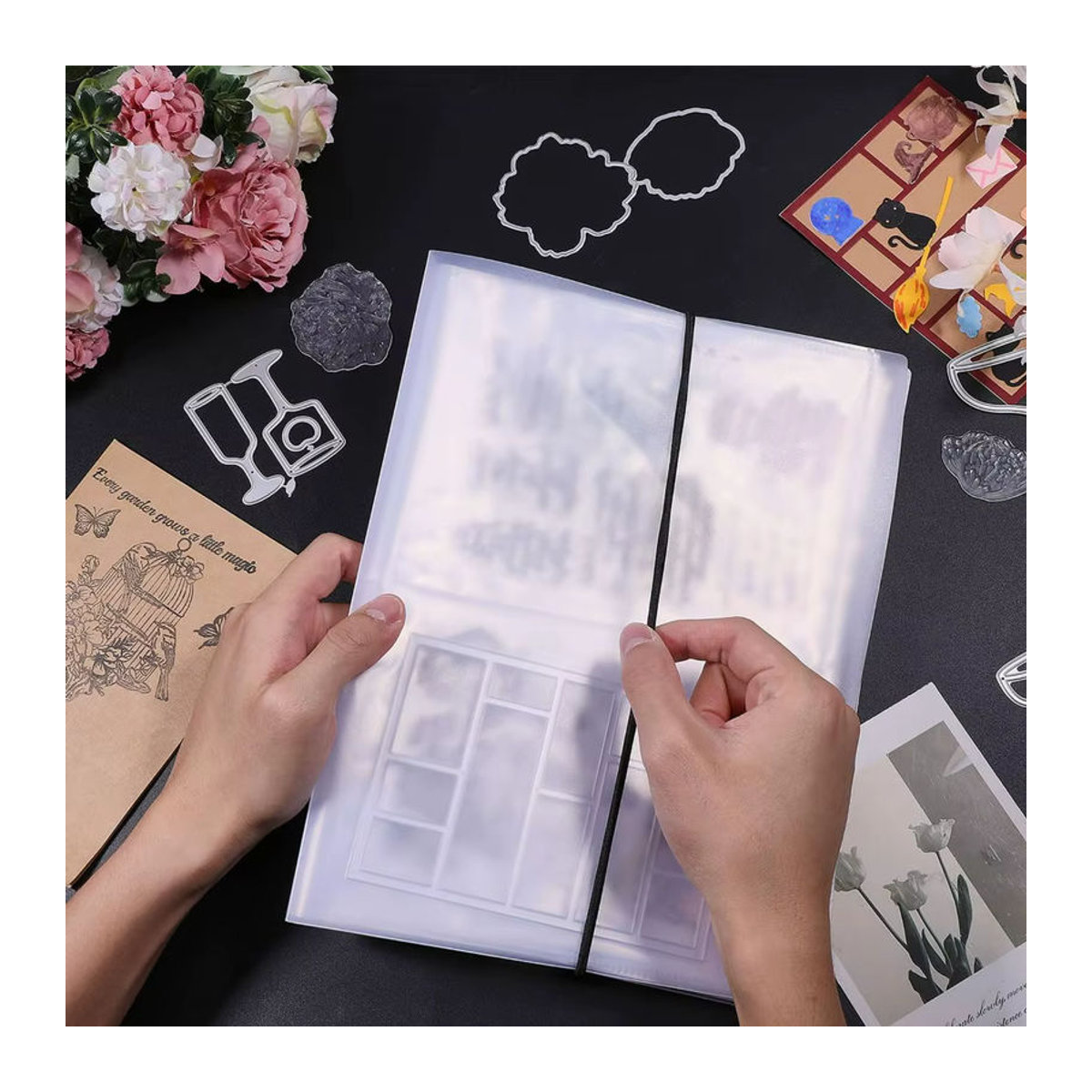 Aufbewahrungsalbum für 80 Clear Stamps in Weiß für Scrapbooking und DIY Kunstprojekte - Bild 3