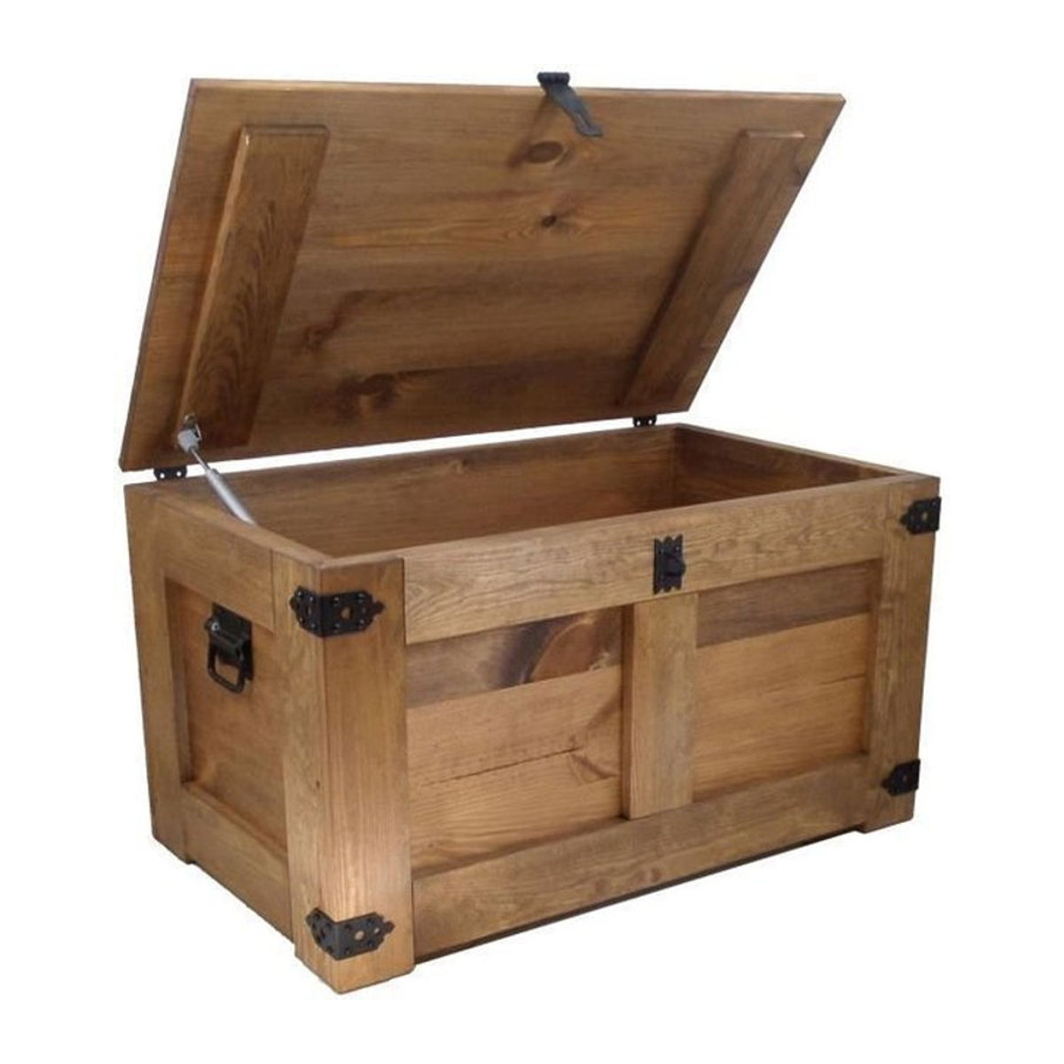 Aufbewahrungsbox CREATIVE COOPER aus Kiefernholz mit braunen Metallbeschlägen im Landhaus- und Industrial-Stil, B/T/H: 80 x 50 x 45 cm - Bild 1