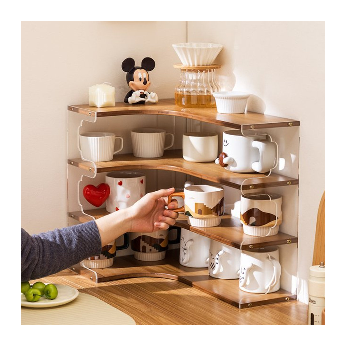 Aufbewahrungsregal für Tassen und Teeservice als Organizer für deine Kaffeeecke in Schwarz oder Natur - Bild 1