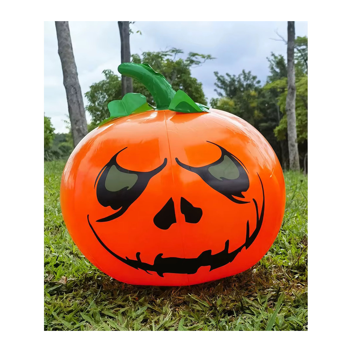 Aufblasbare Halloween Dekoration aus Kunststoff in Orange mit Kürbis und Geist für Innenhof und Party - Bild 5