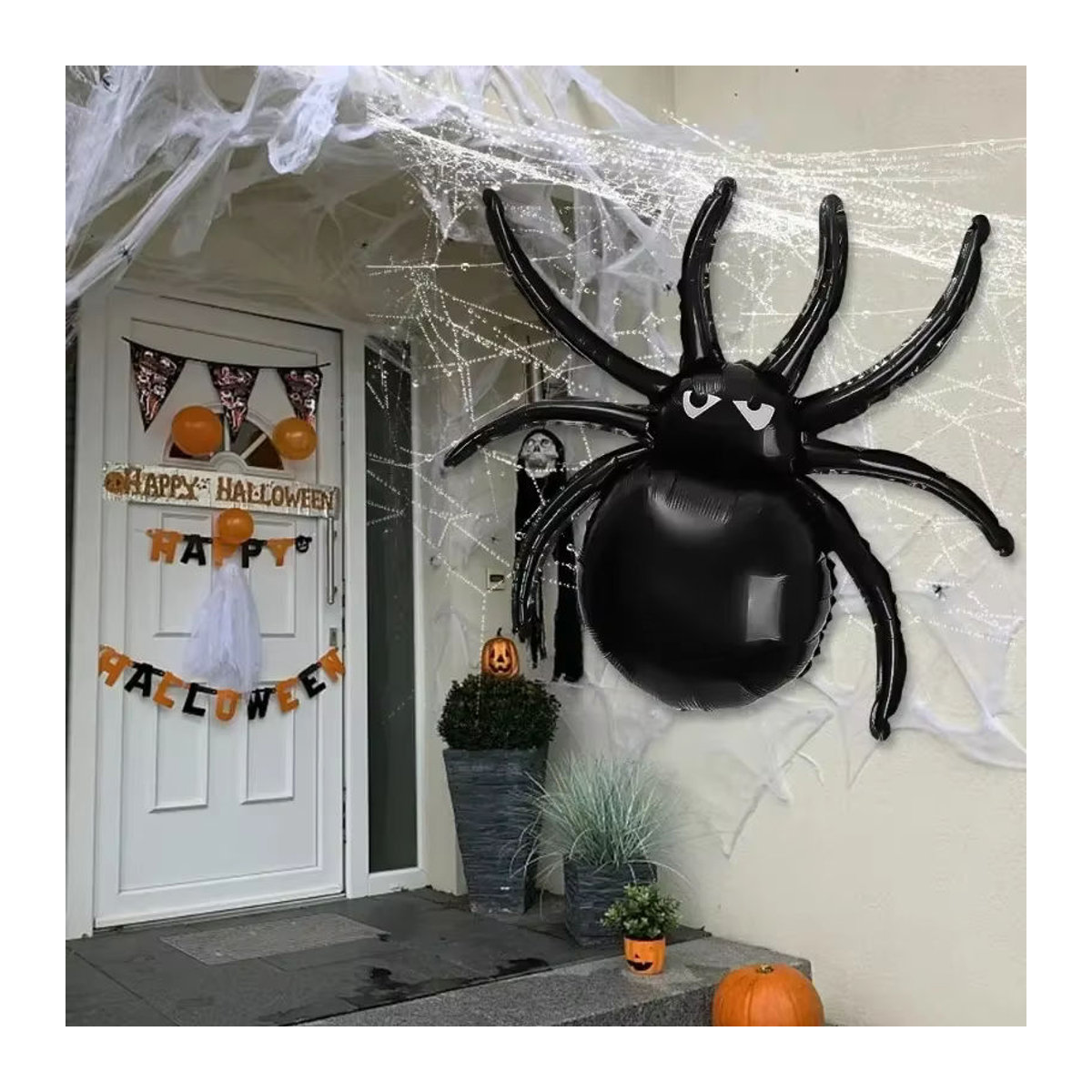 Aufblasbare Halloween Spinnen Ballons aus Folie in Schwarz als Horror Party Dekoration für Kinder - Bild 3