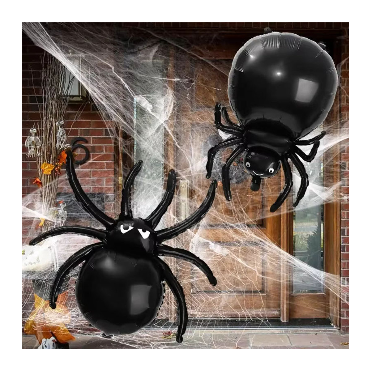 Aufblasbare Halloween Spinnen Ballons aus Folie in Schwarz als Horror Party Dekoration für Kinder - Bild 4