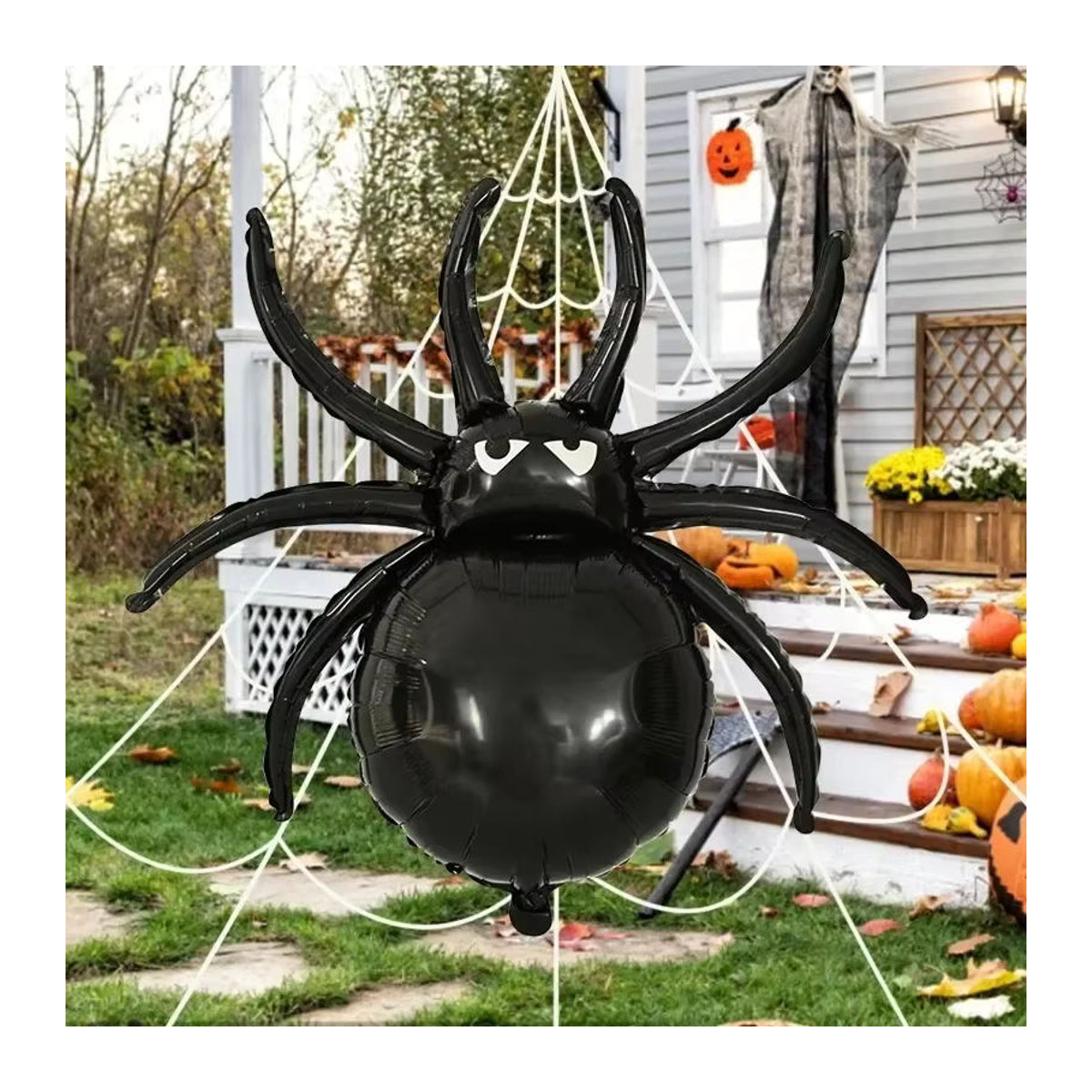Aufblasbare Halloween Spinnen Ballons aus Folie in Schwarz als Horror Party Dekoration für Kinder - Bild 5