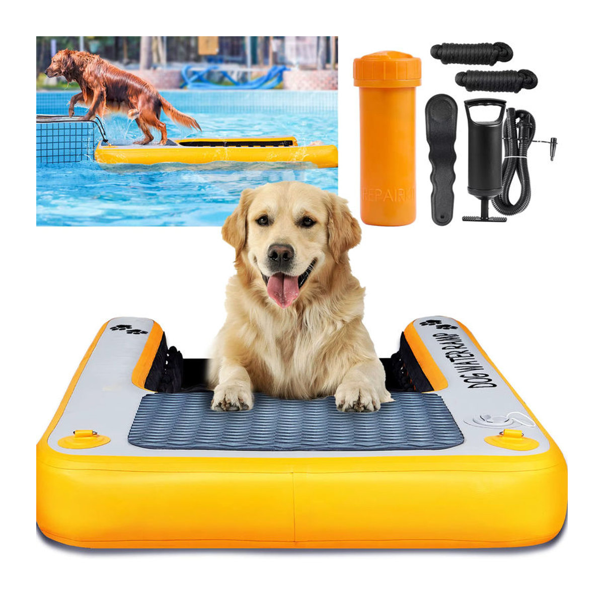 Aufblasbare Hunde-Poolleiter und Schwimmrampe für Boote und Docks mit hoher Stabilität - Bild 2