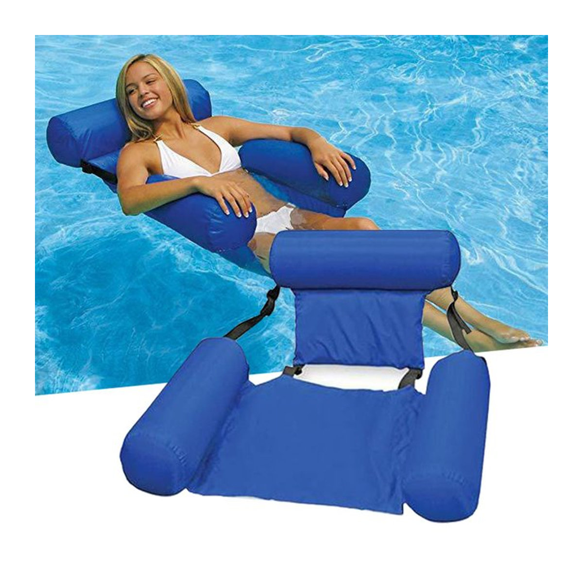 Aufblasbare Poolmatratze als Schwimmbad-Hängematte und Lounge-Stuhl für Wassersport und Freizeit im Pool - Bild 1