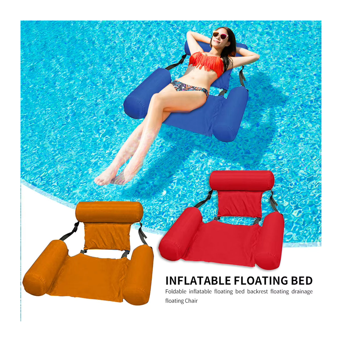Aufblasbare Poolmatratze als Schwimmbad-Hängematte und Lounge-Stuhl für Wassersport und Freizeit im Pool - Bild 3