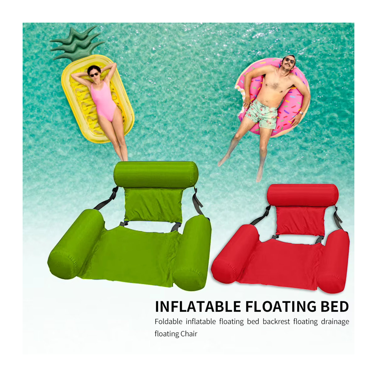 Aufblasbare Poolmatratze als Schwimmbad-Hängematte und Lounge-Stuhl für Wassersport und Freizeit im Pool - Bild 4