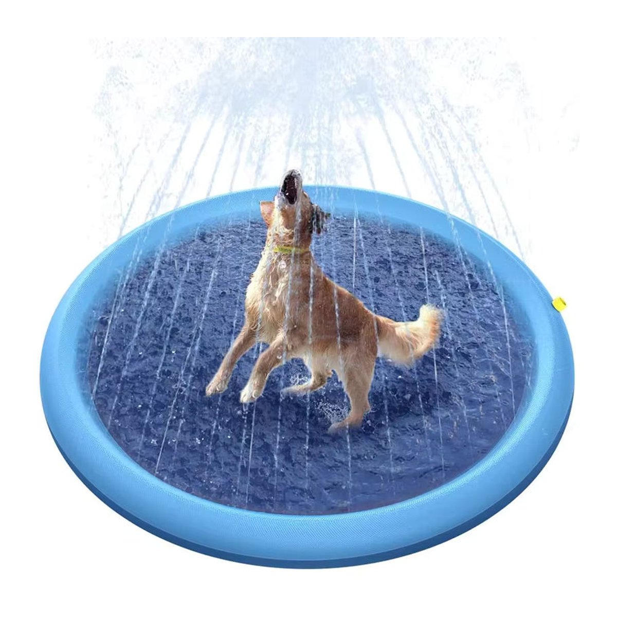 Aufblasbare Sommer Kühlmatte für Hunde mit Sprinkler-Funktion, interaktives Wasser-Spielzeug für Haustiere, Blau, 150/170 cm - Bild 3