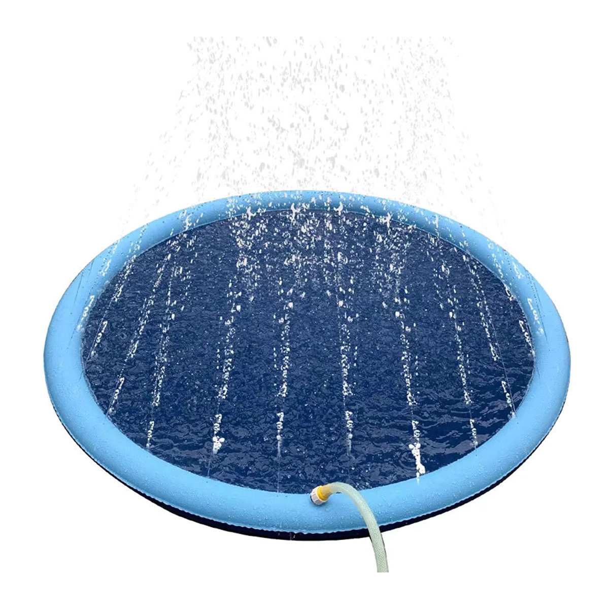 Aufblasbare Sommer Kühlmatte für Hunde mit Sprinkler-Funktion, interaktives Wasser-Spielzeug für Haustiere, Blau, 150/170 cm - Bild 4