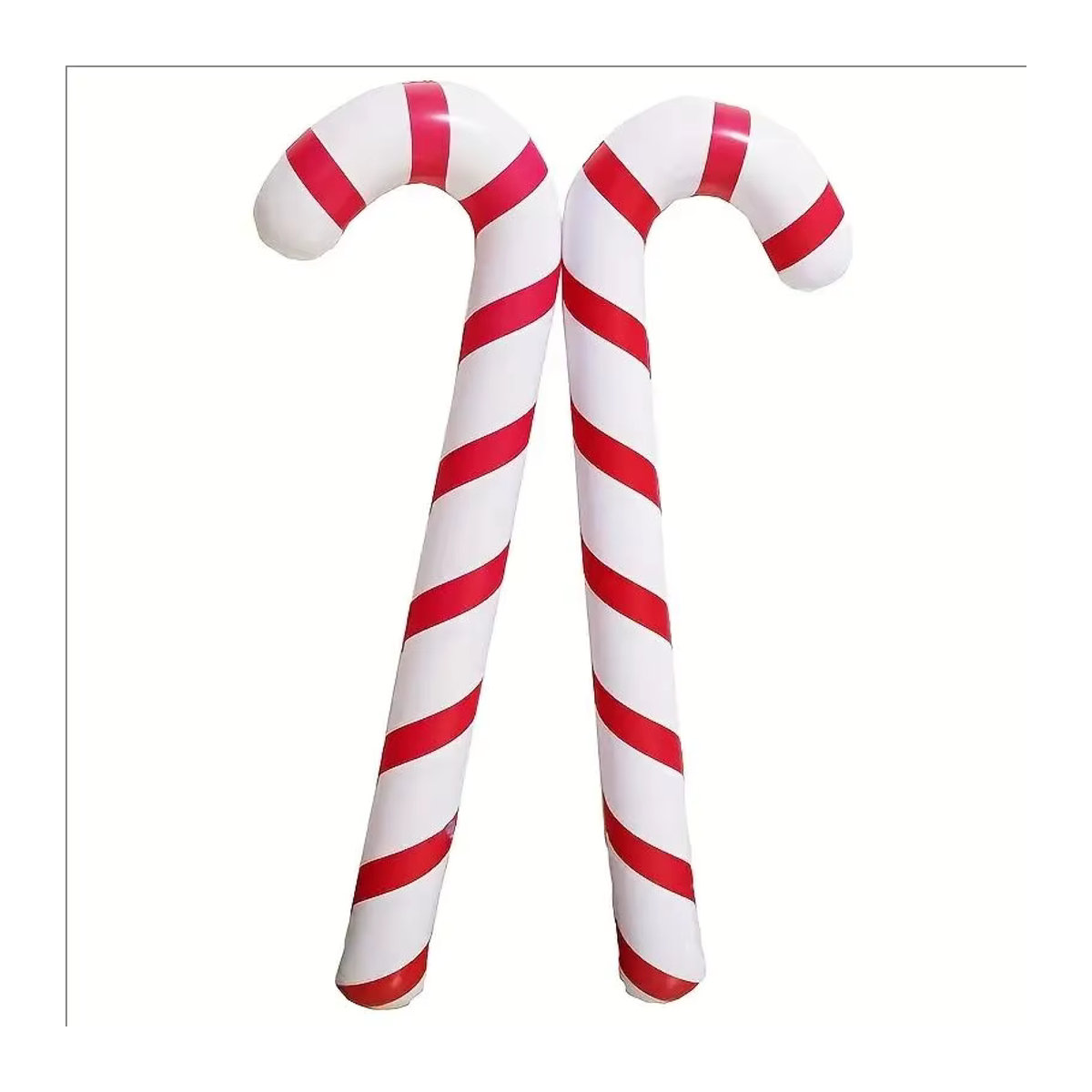 Aufblasbare Weihnachts-Lollipop-Dekoration in Weiß mit Streifenmuster aus Kunststoff für deine Party-Atmosphäre - Bild 5