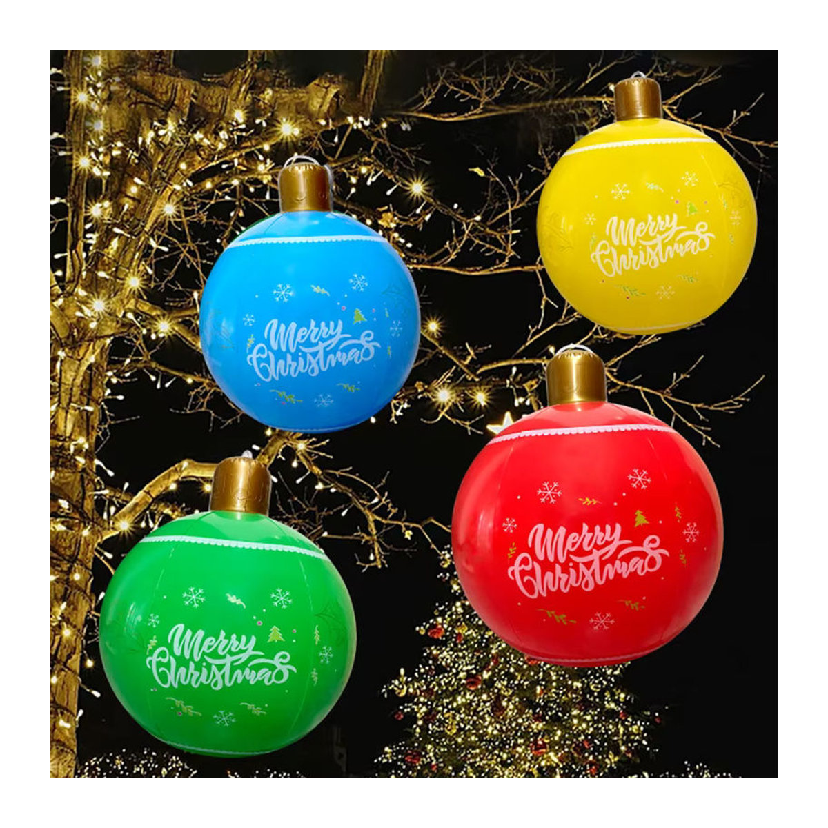 Aufblasbare Weihnachtskugel aus Kunststoff in Grün und Mehrfarbig, Durchmesser: 50 cm, hängende Weihnachtsdekoration für Heim und Büro - Bild 2