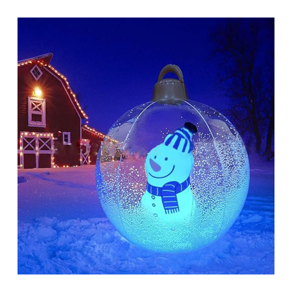 Aufblasbare Weihnachtskugel aus transparentem PVC mit Licht und Fernbedienung, 61 cm Durchmesser - Bild 1