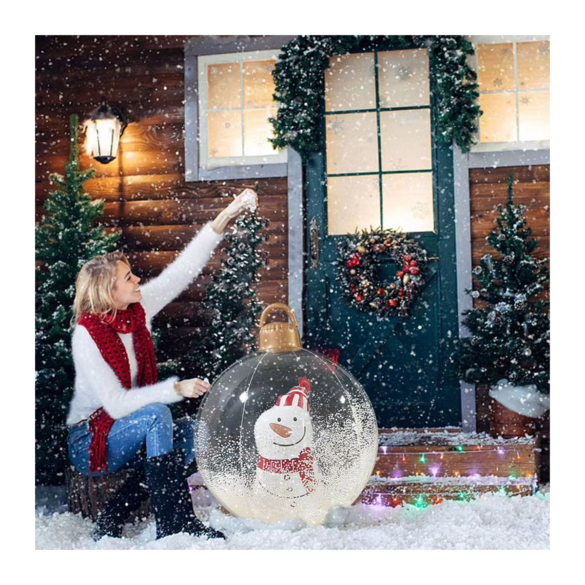 Aufblasbare Weihnachtskugel aus transparentem PVC mit Licht und Fernbedienung, 61 cm Durchmesser - Bild 2