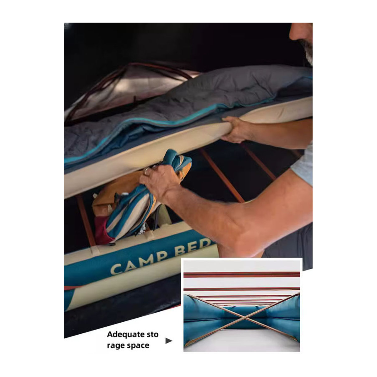 Aufblasbarer Einzelbettrahmen für Camping in Blau, 70 cm Höhe, bequem und platzsparend verstaubar - Bild 4