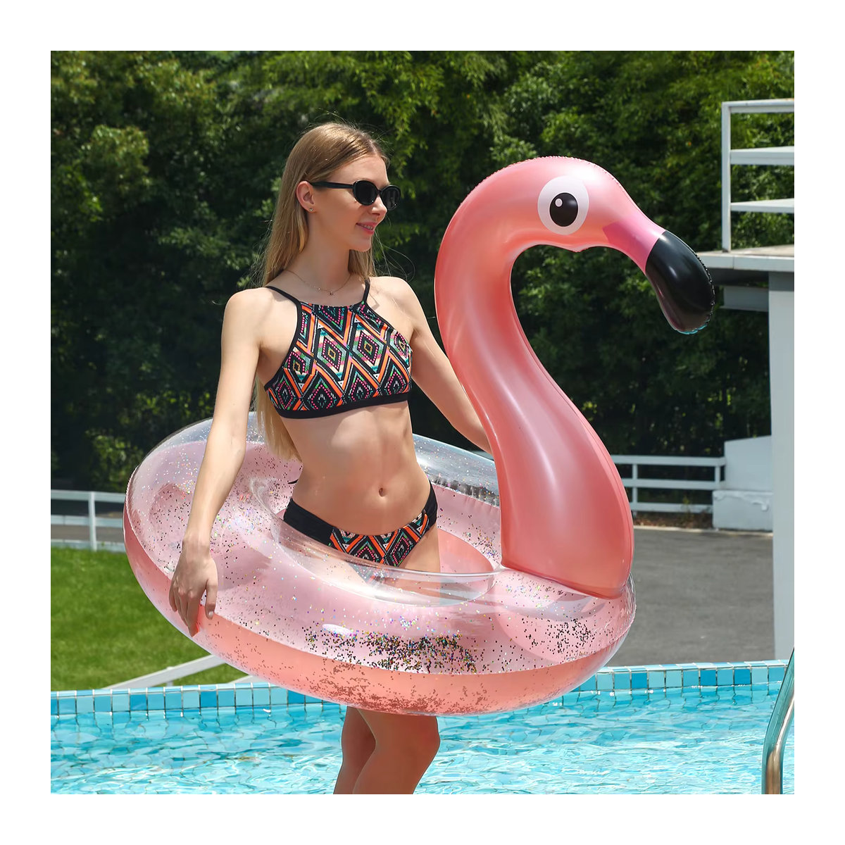 Aufblasbarer Flamingo-Poolschwimmer für Erwachsene und Kinder als Sommer-Strandspielzeug - Bild 3