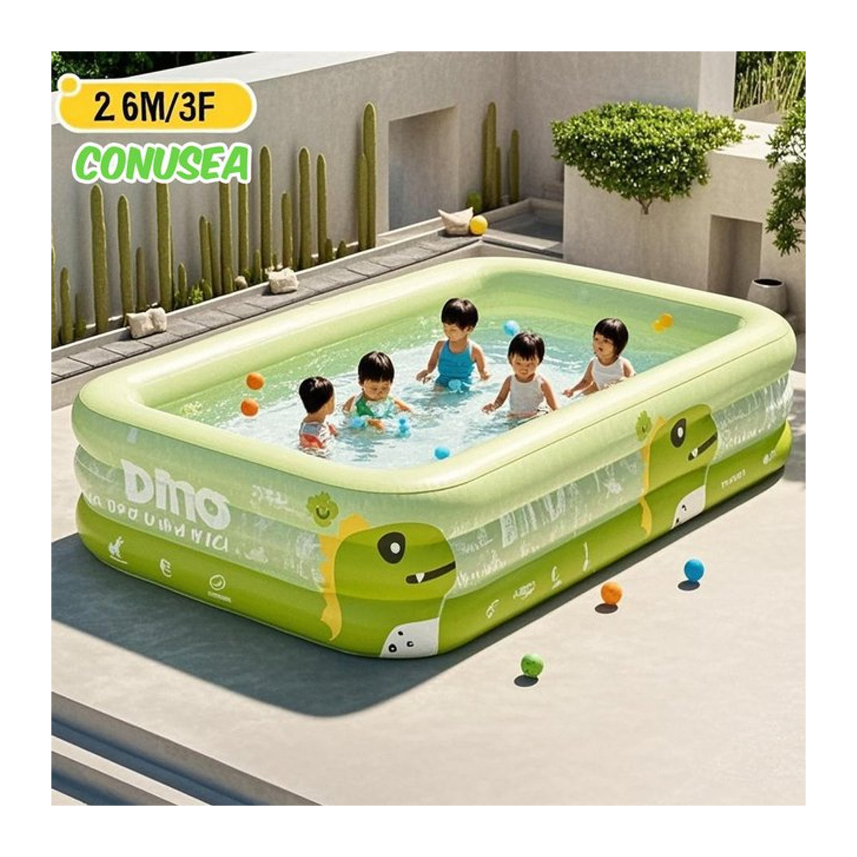 Aufblasbarer Pool aus PVC in Grün für Kinder und Familien zum Spielen im Freien - Bild 1