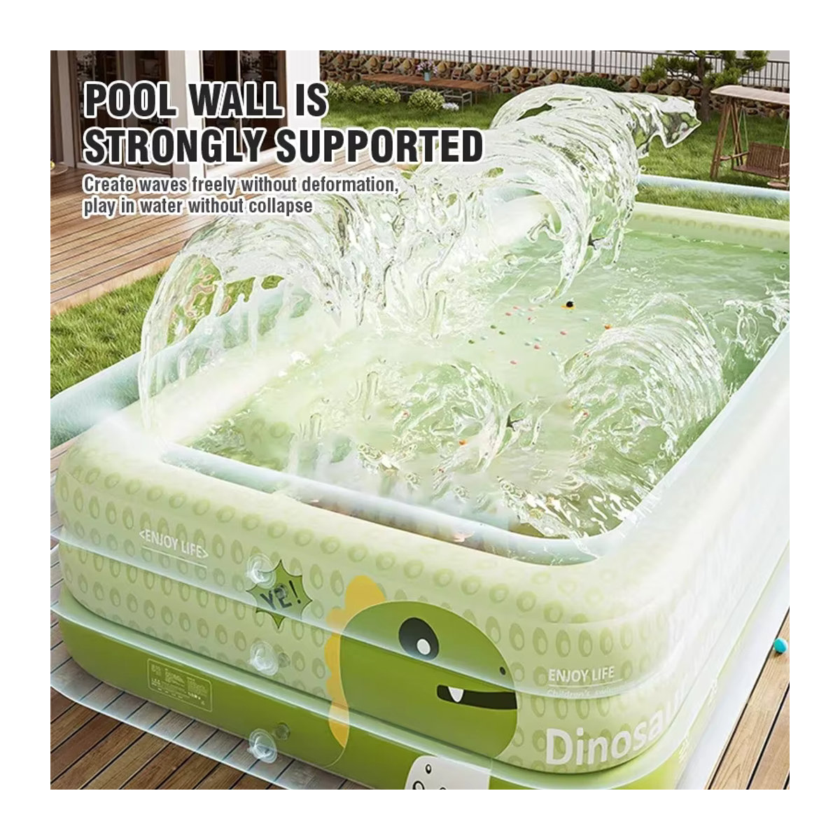 Aufblasbarer Pool aus PVC in Grün für Kinder und Familien zum Spielen im Freien - Bild 4