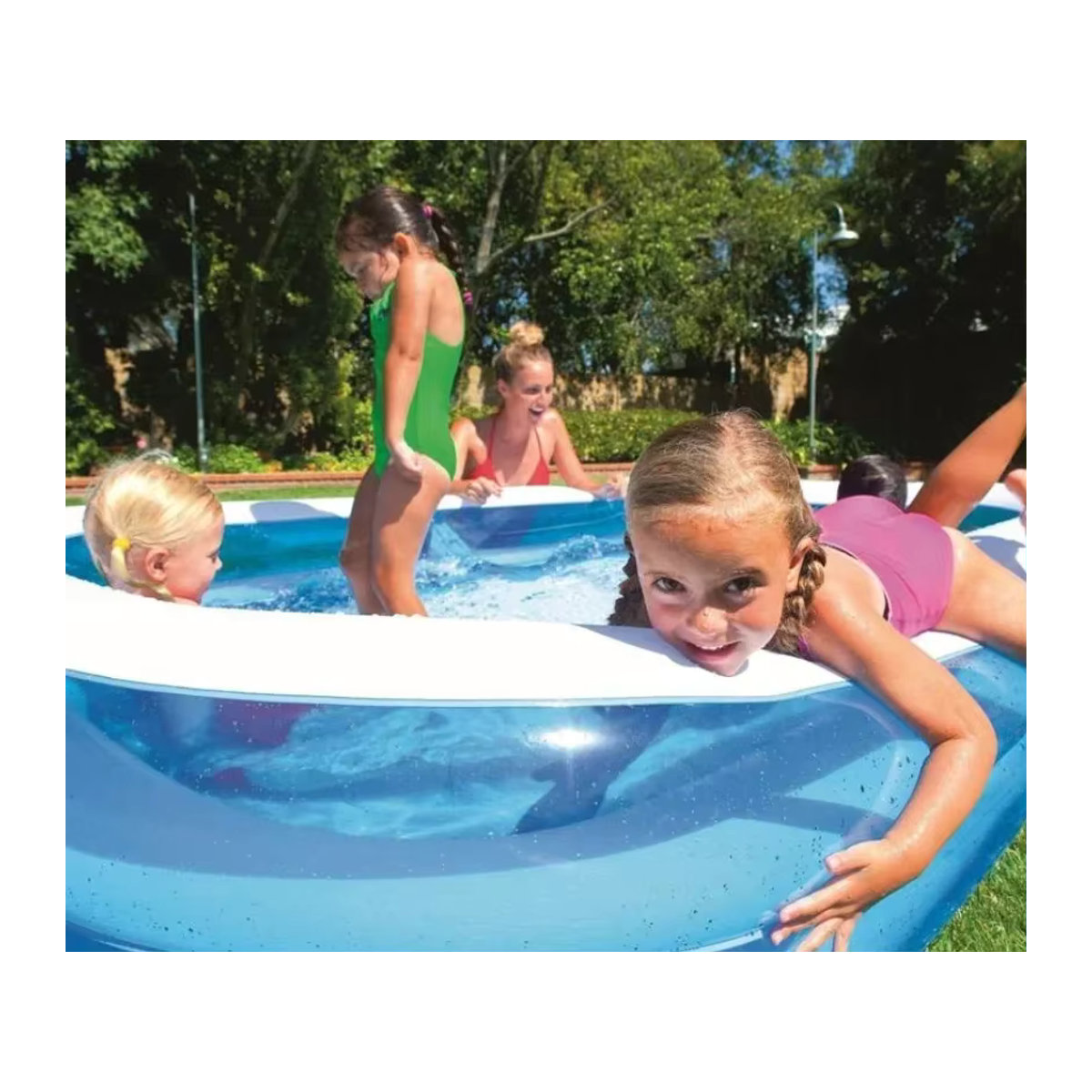 Aufblasbarer Pool aus verstärktem PVC für Kinder und Erwachsene in Blau - Bild 5