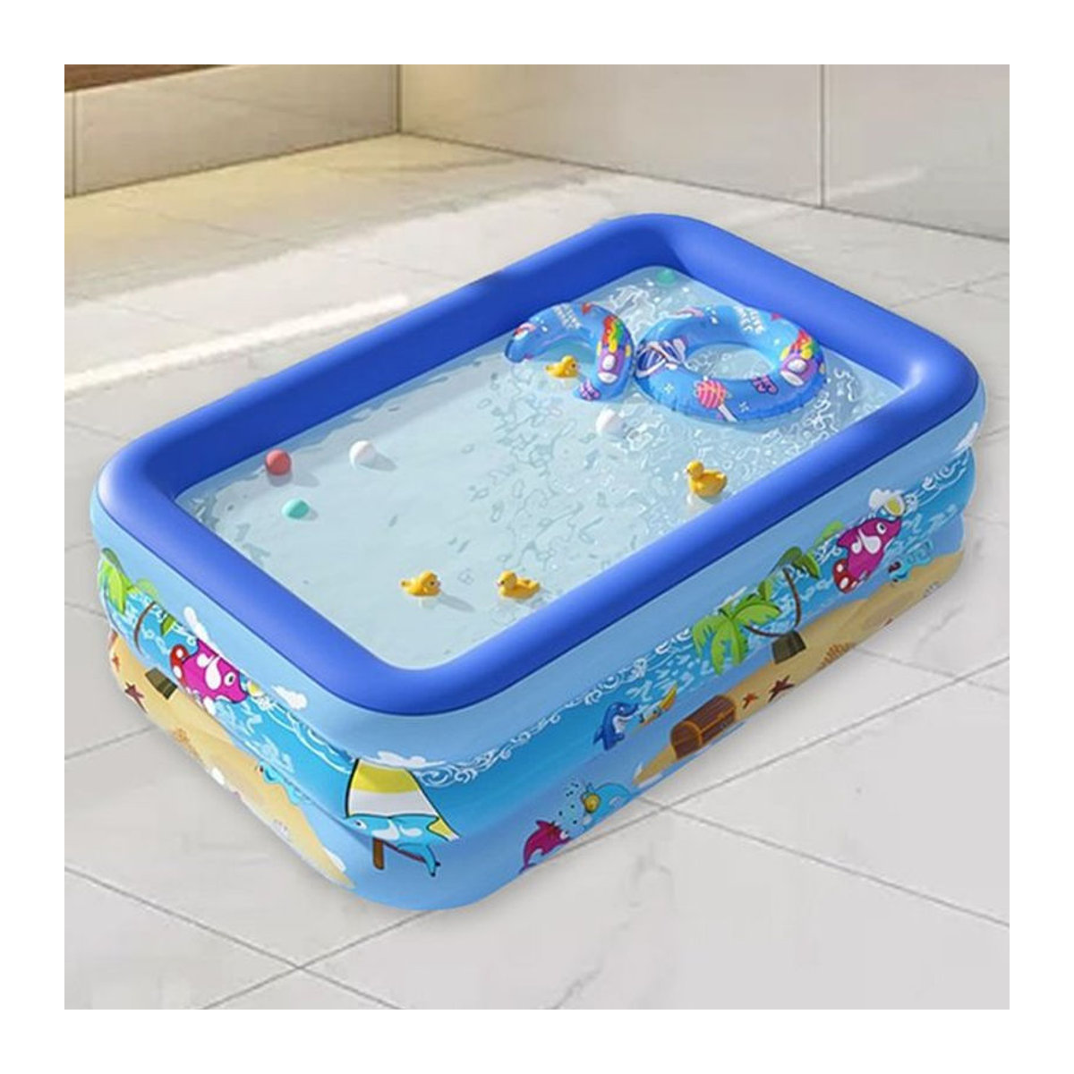 Aufblasbarer Pool in Blau für Erwachsene und Kinder zum Baden im Sommer und Indoor - Bild 1