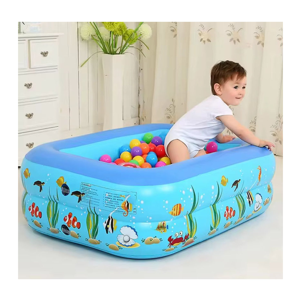 Aufblasbarer Pool in Blau für Erwachsene und Kinder zum Baden im Sommer und Indoor - Bild 3