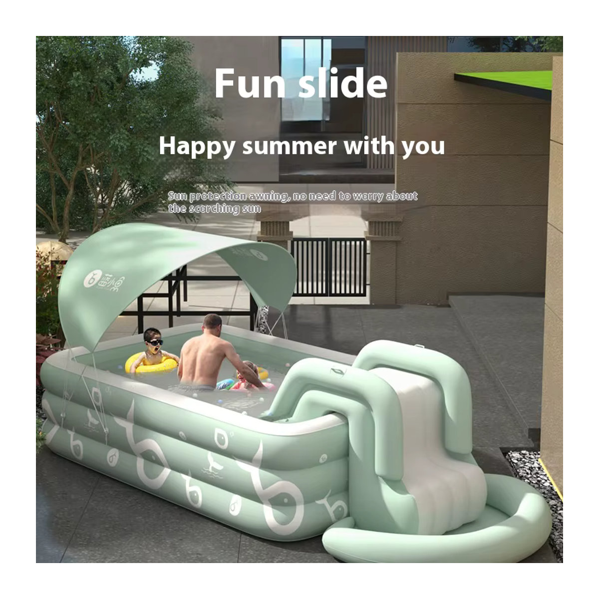 Aufblasbarer Pool mit Rutsche für Kinder und Erwachsene für den Garten und Außenbereich - Bild 4