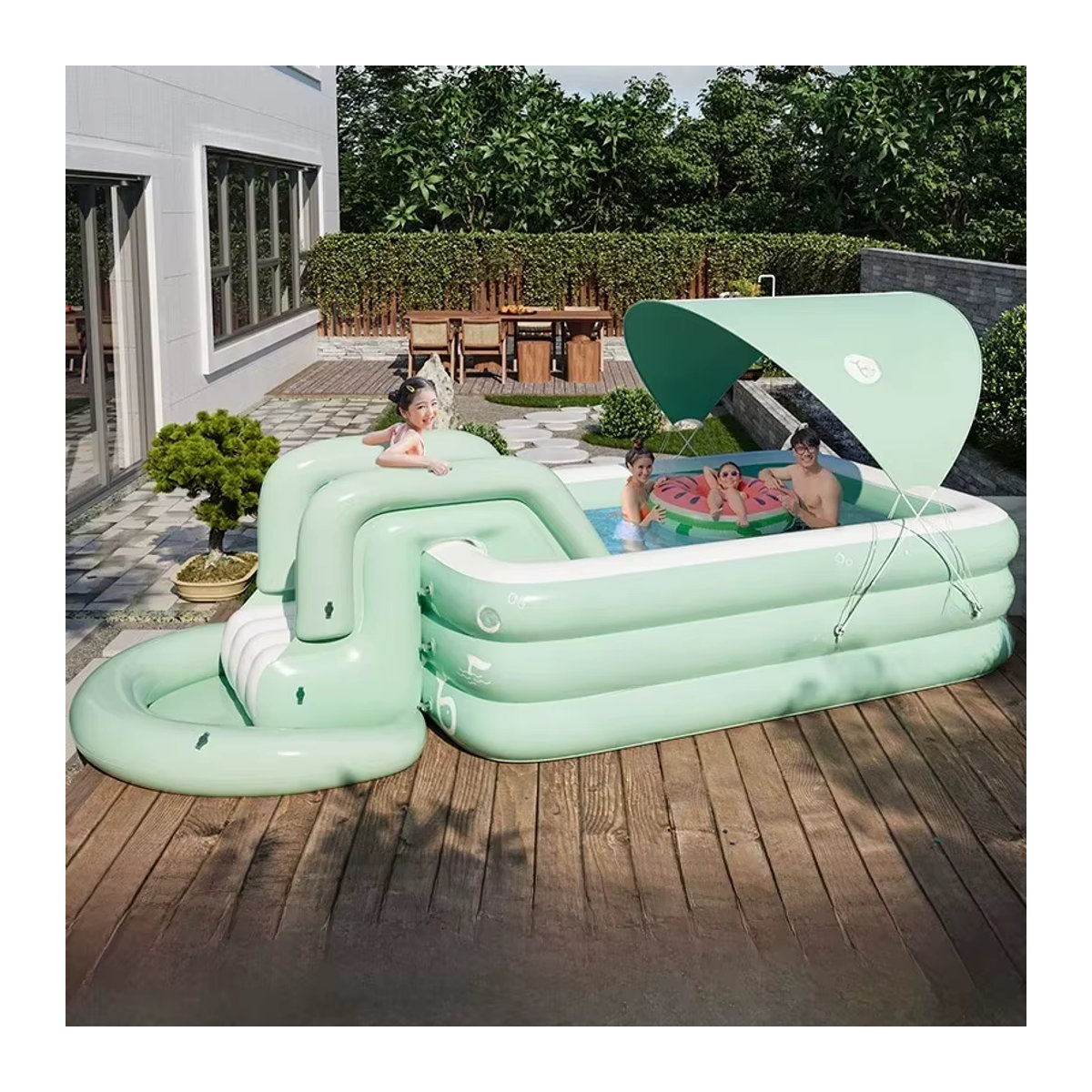 Aufblasbarer Pool mit Rutsche für Kinder und Erwachsene für den Garten und Außenbereich - Bild 6