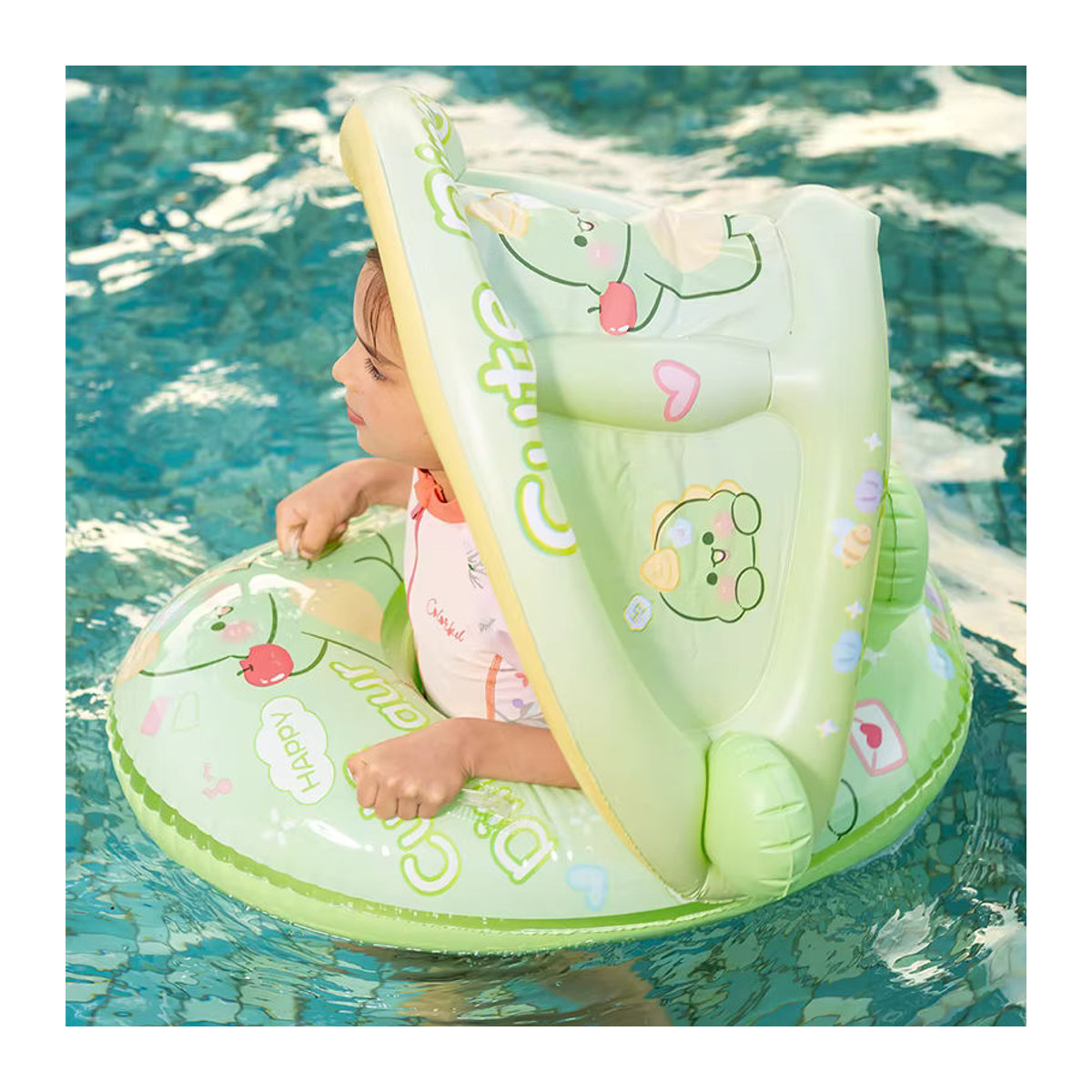 Aufblasbarer Pool-Schwimmring mit Sonnenschutz als Sommer-Schwimmspielzeug - Bild 5