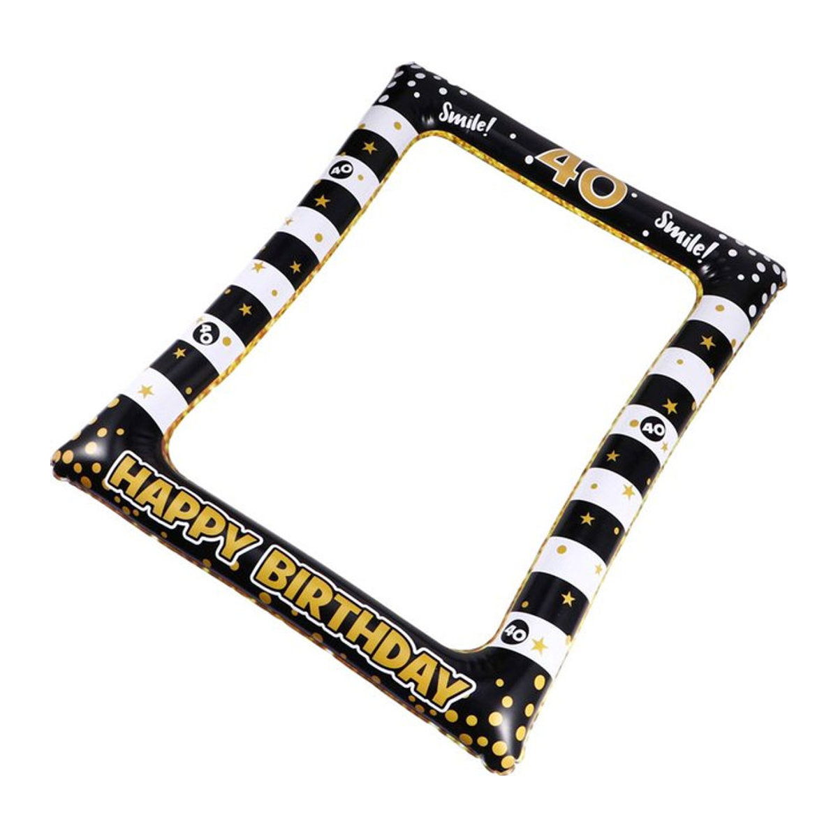 Aufblasbarer PVC-Fotorahmen für den 40. Geburtstag in Schwarz mit gestreiftem Design für Erwachsene - Bild 1