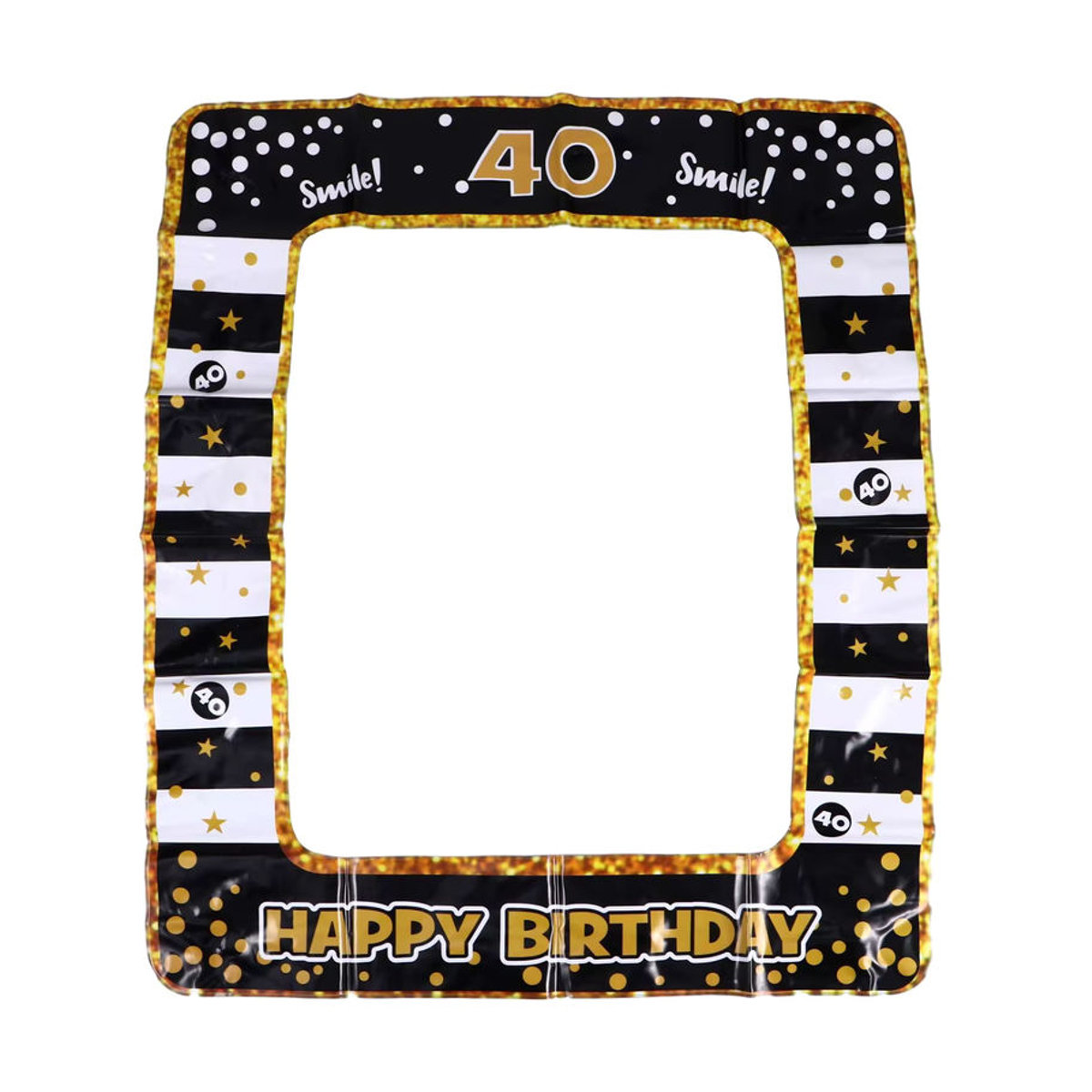 Aufblasbarer PVC-Fotorahmen für den 40. Geburtstag in Schwarz mit gestreiftem Design für Erwachsene - Bild 3