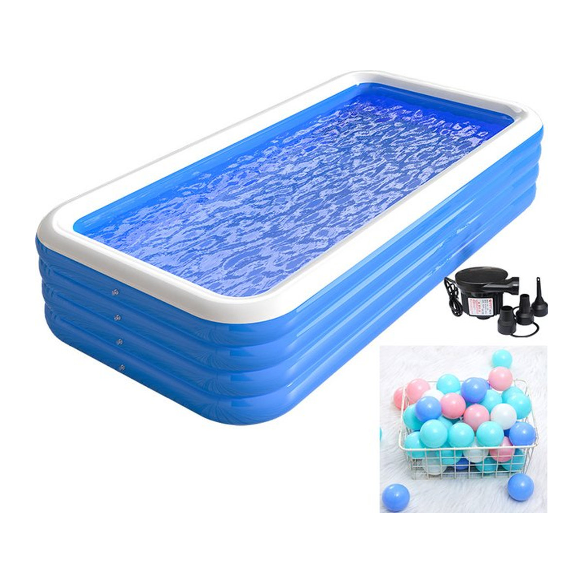 Aufblasbarer rechteckiger Pool für Zuhause in Blau - Bild 1