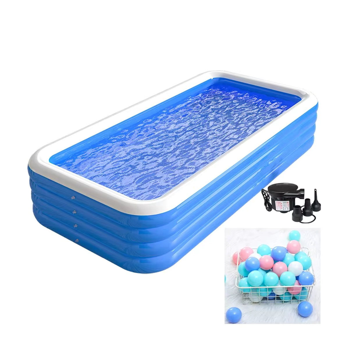 Aufblasbarer rechteckiger Pool für Zuhause in Blau - Bild 3