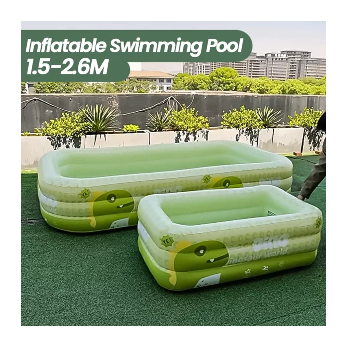 Aufblasbarer Schwimmpool aus verstärktem PVC für Kinder und Erwachsene mit Spielzeug, Größe 1,5-2,6 m - Bild 1