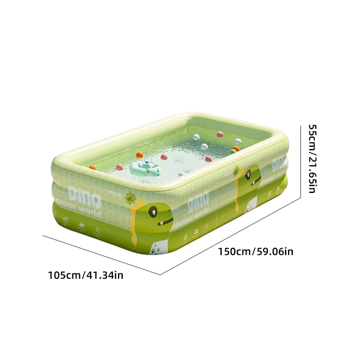 Aufblasbarer Schwimmpool aus verstärktem PVC für Kinder und Erwachsene mit Spielzeug, Größe 1,5-2,6 m - Bild 5