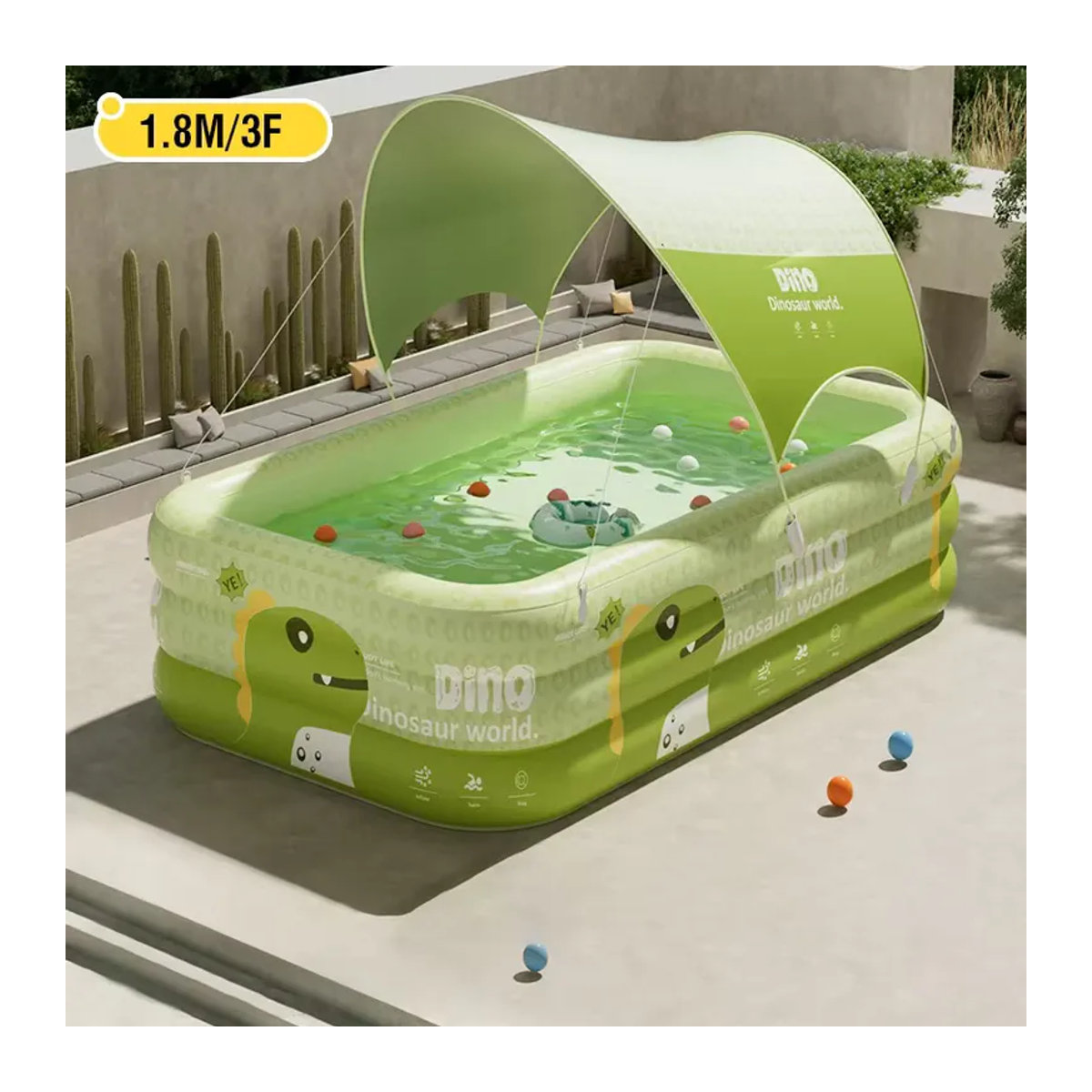 Aufblasbarer Swimmingpool in Grün für Garten und Innenbereich, faltbares Schwimmbecken für Kinder und Erwachsene - Bild 2
