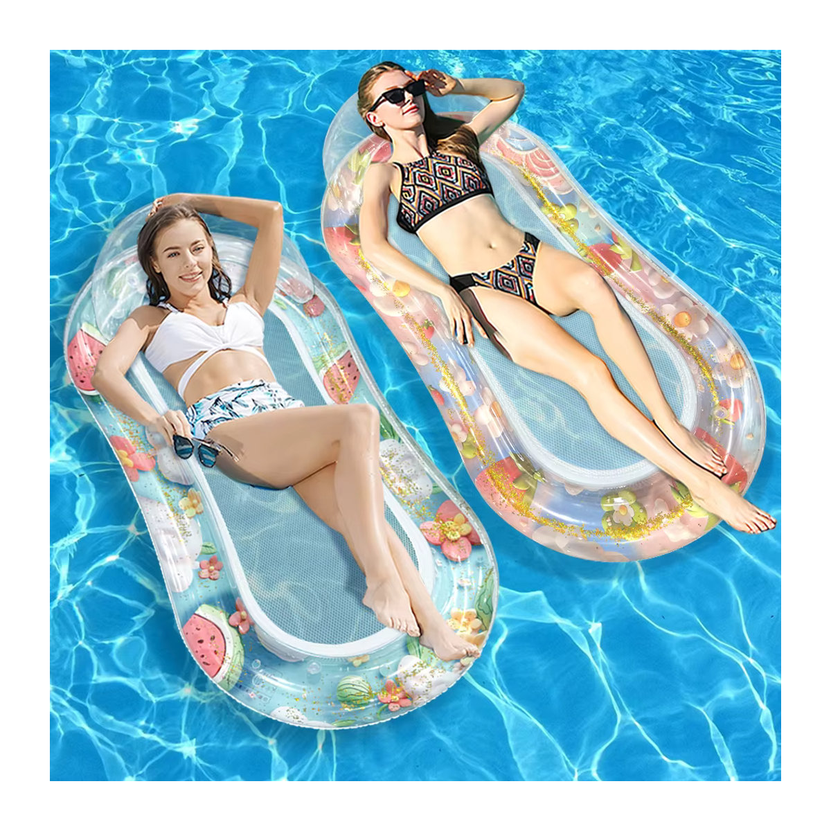 Aufblasbarer Wassermelonen-Schwimmer mit Netz für Pool und Strand - Bild 2