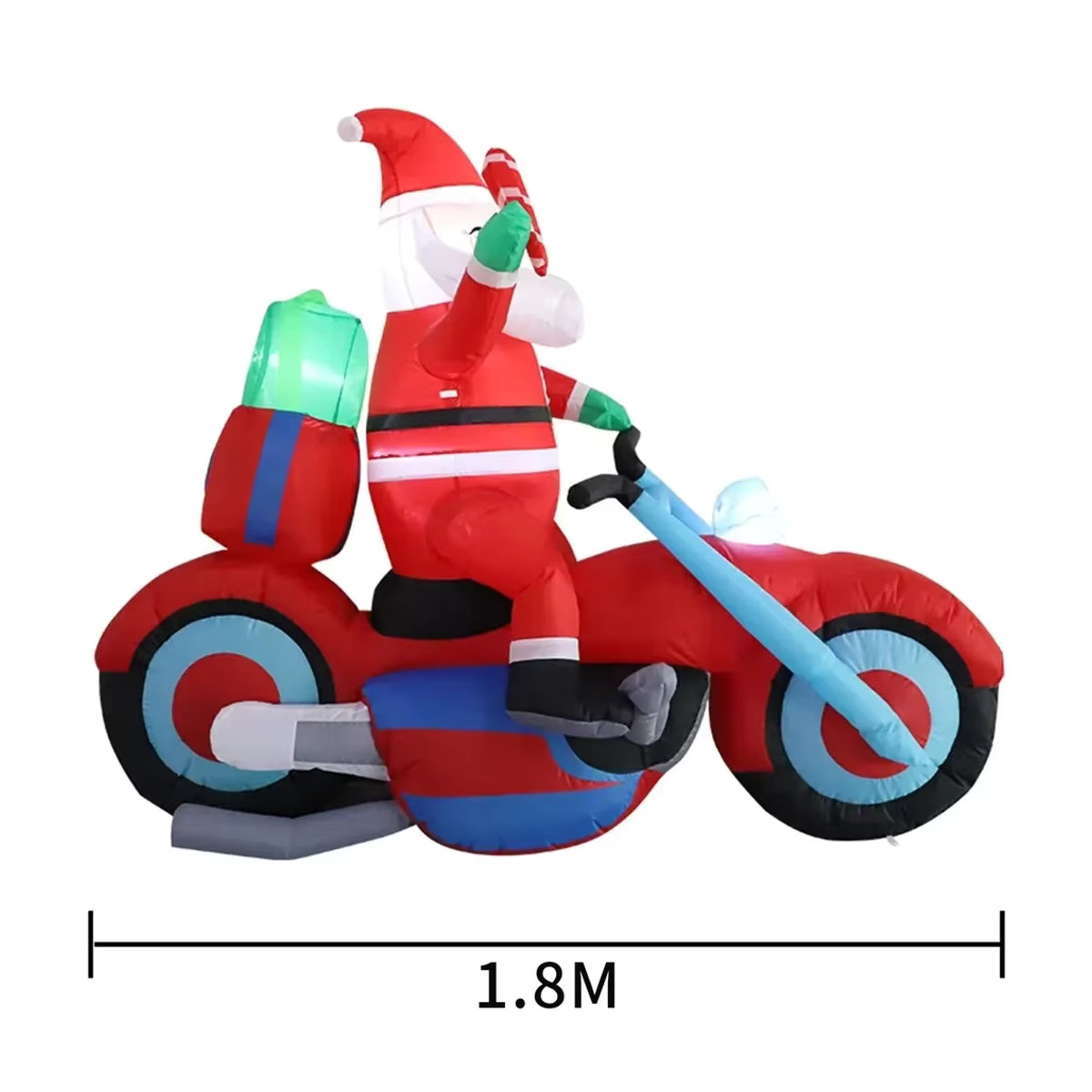 Aufblasbarer Weihnachtsmann auf Motorrad von CatXaa mit integrierten LED-Leuchten, rot, Höhe: 180 cm - Bild 6