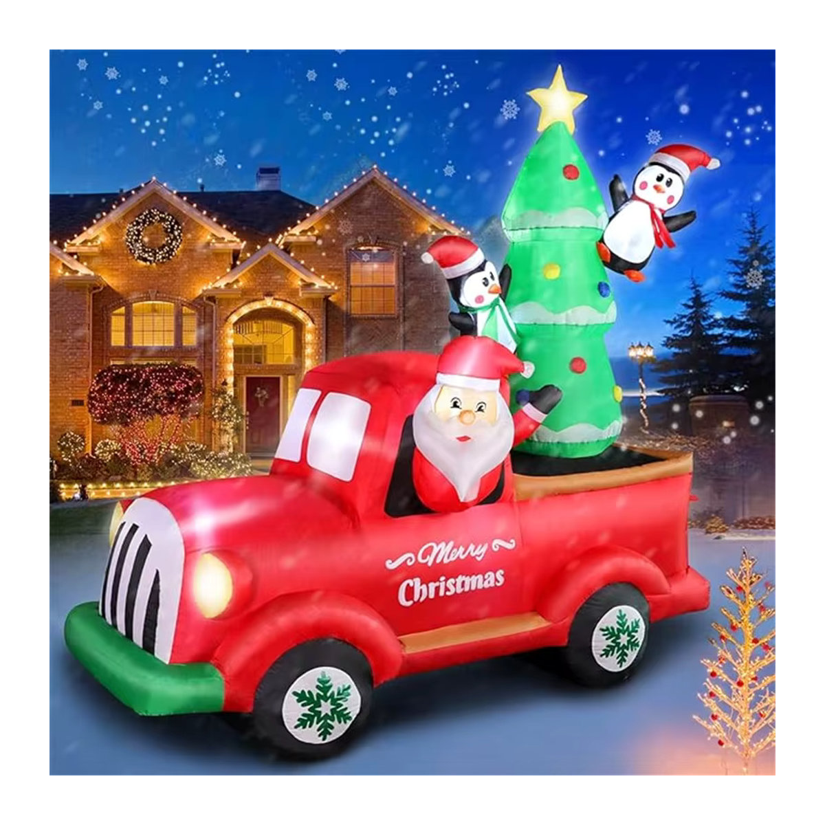 Aufblasbarer Weihnachtsmann im Lkw mit integrierten LED-Leuchten von CatXaa, mehrfarbig, Höhe: 210 cm - Bild 3