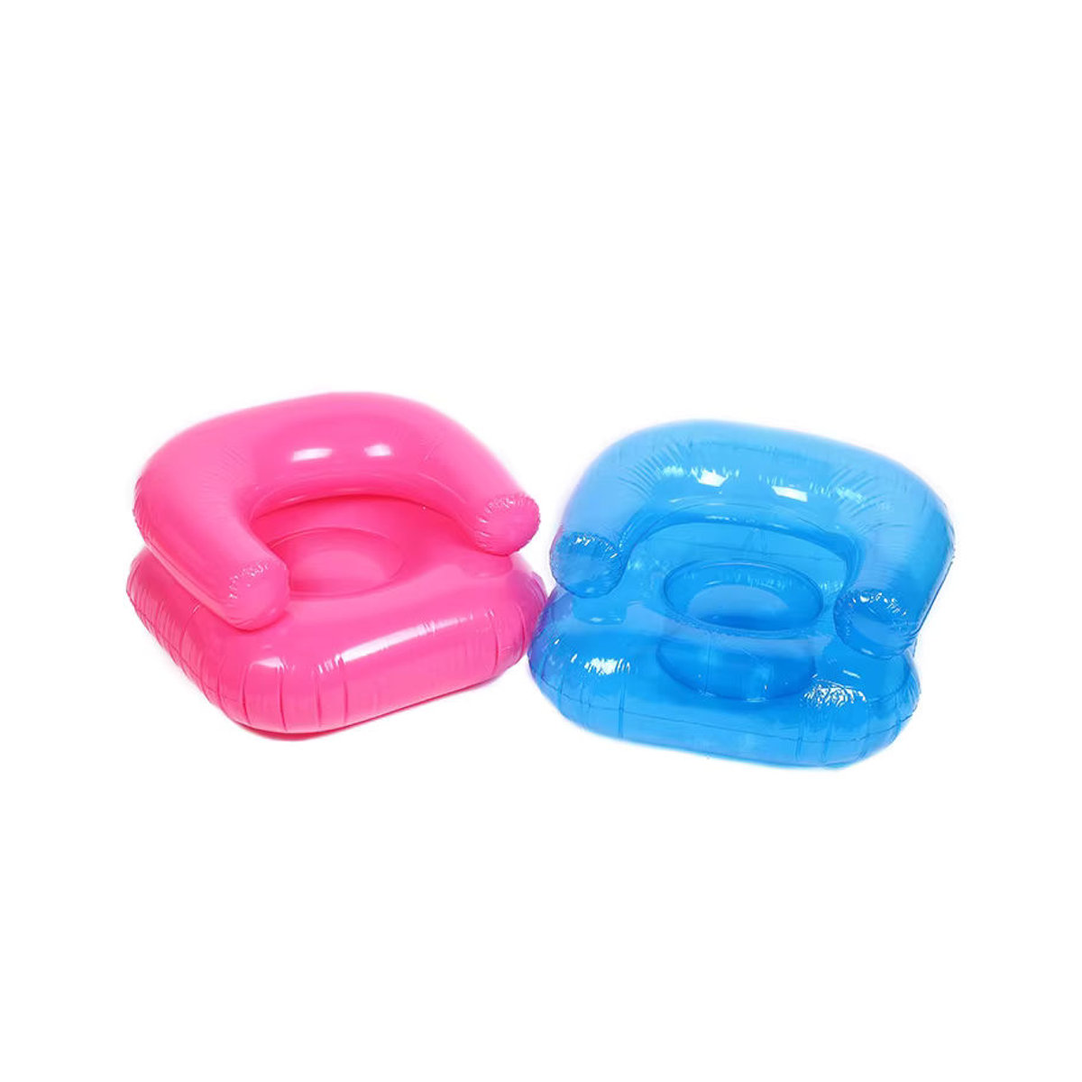 Aufblasbares Kinder Sofa aus PVC mit Pailletten in Rosa oder Blau, tragbarer weicher Baby Hocker - Bild 2
