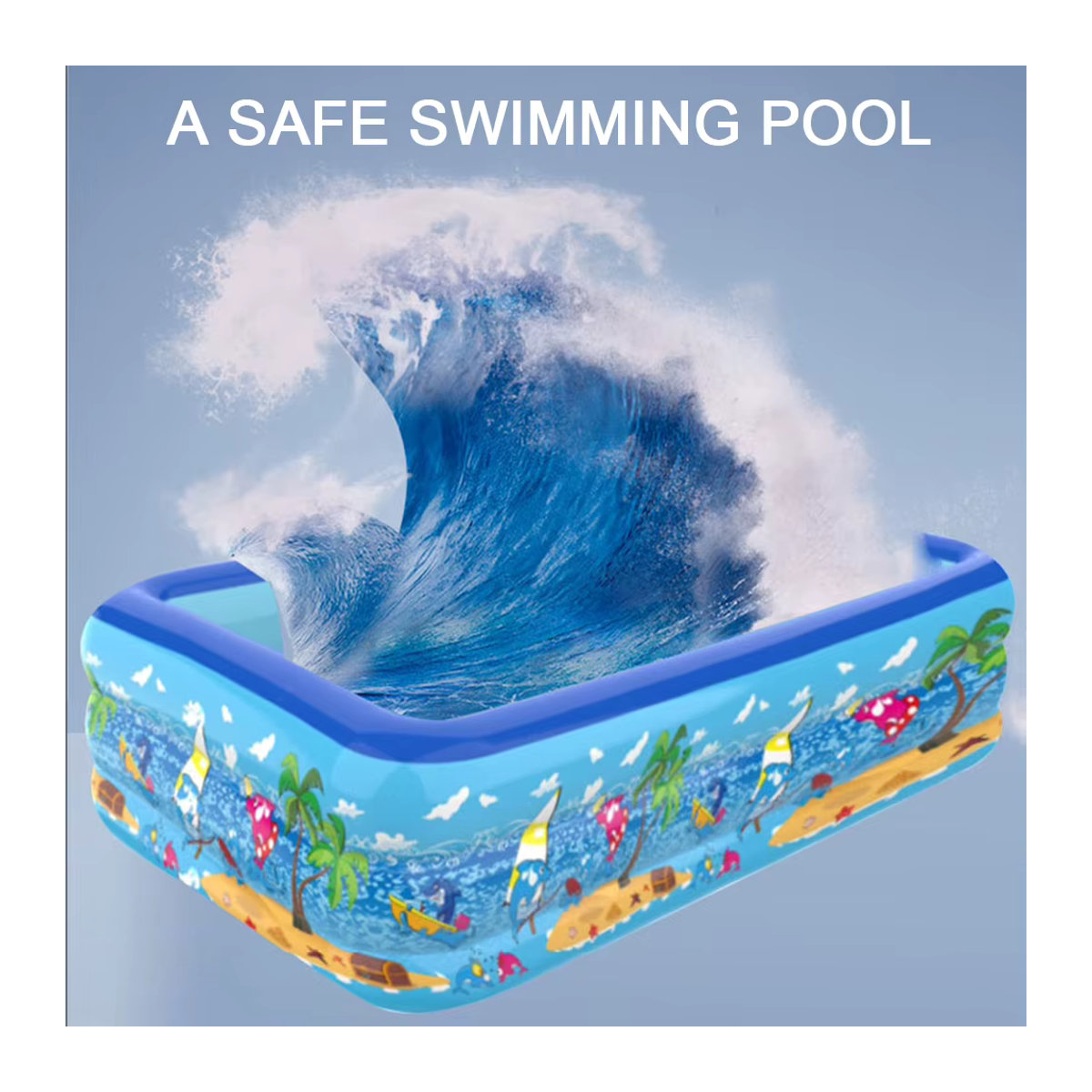 Aufblasbares Schwimmbad aus PVC in Blau für Erwachsene, Kinder und Babys für den Einsatz im Innen- und Außenbereich - Bild 6