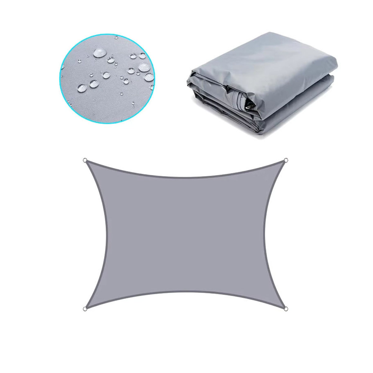 Aunct Sonnensegel aus wasserdichtem Oxford-Polyester mit UV-Schutz in Grau - Bild 3