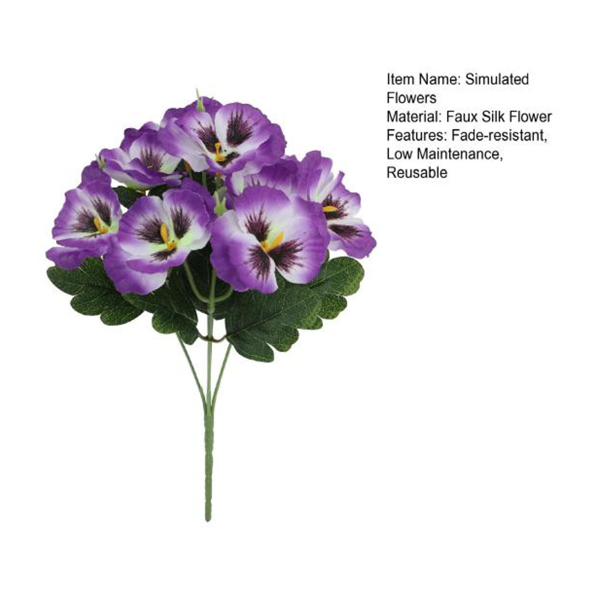 Aunel Künstliche Stiefmütterchenblumen Blau und Lila, UV-beständiges Blumenbouquet für Garten, Terrasse und Innenbereich - Bild 1