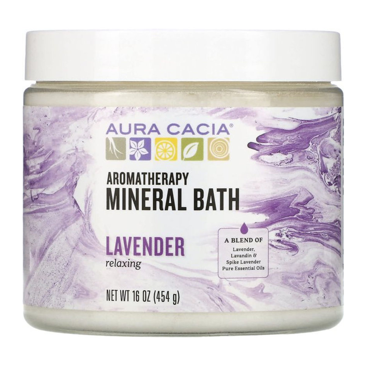 Aura Cacia Aromatherapy Mineral Bath Relaxing Lavender 454g lila - Bild 1